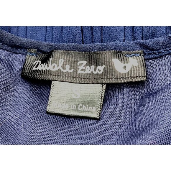 Double Zero Long Sleeve Tie Neck Lined Faux Wrap Pleated Colorblock Dress Small - Picture 4 of 7